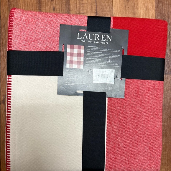 Ralph Lauren Finglas Red & White Buffalo Check Cotton Throw Blanket New - Picture 2 of 3